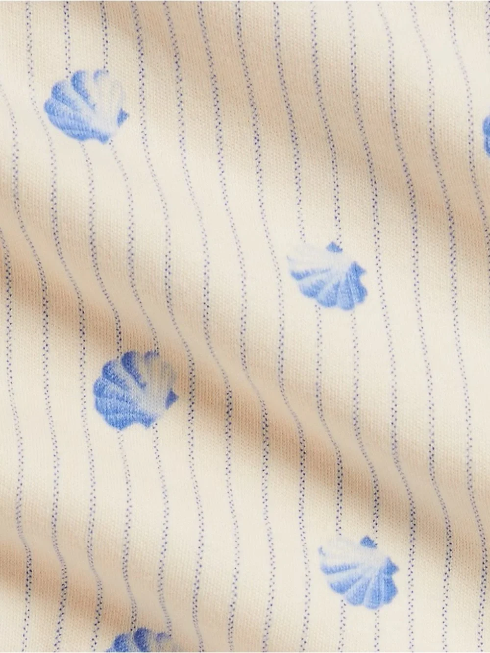 NWT 0-3m Polo Ralph Lauren Cream & Blue Shell-Print Sleeveless Romper Pajamas